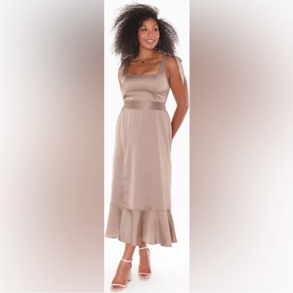 Show Me Your Mumu Claire Midi Dress Dune Luxe Satin L